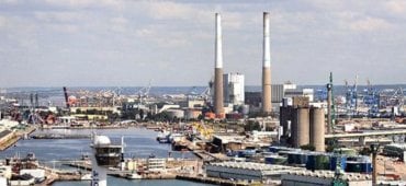 Vue aérienne de la centrale à charbon du Havre arrêtée en 2021